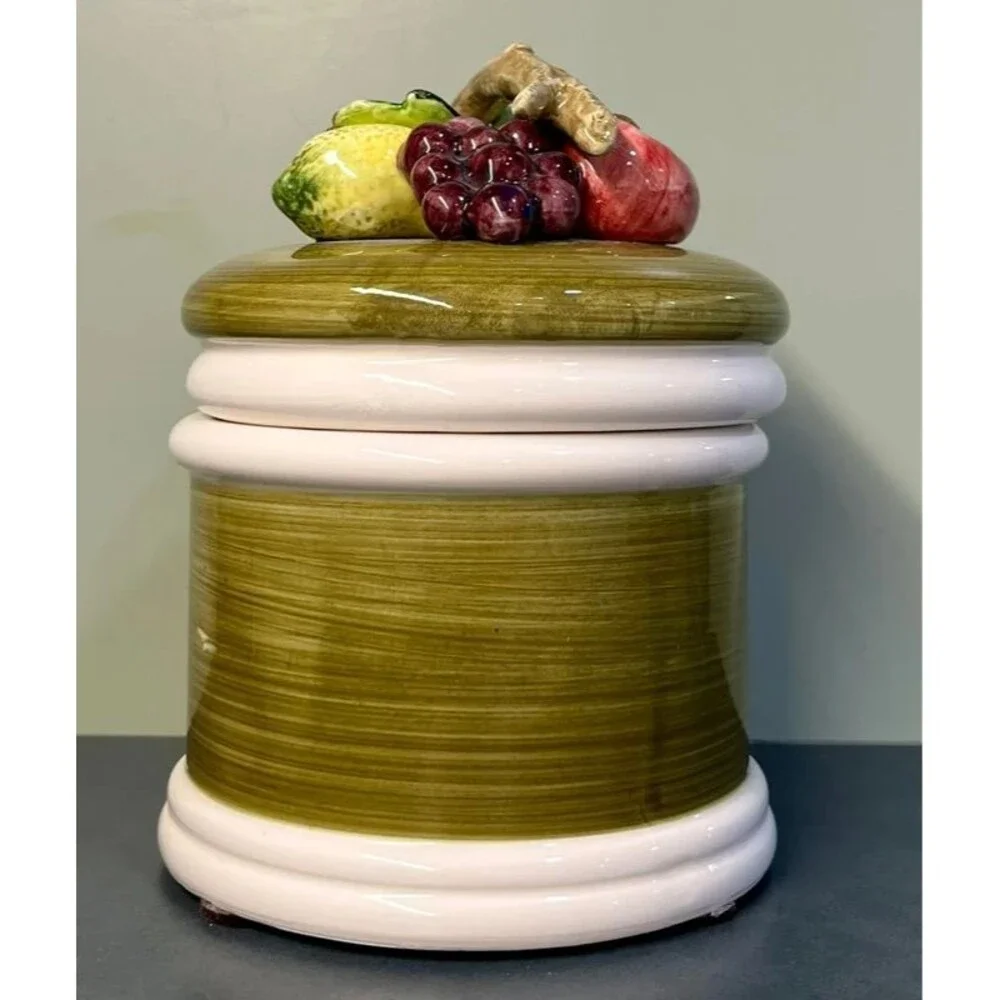 Vintage 1950s Armart 5th Ave Garden Harvest Fruit Canister | Hand Painted